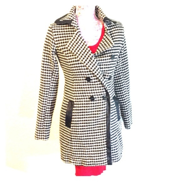 BCX Double Breasted Houndstooth Peacoat - Picture 2 of 6
